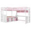 Lit superposé en L pour 3 personnes avec bureau intégré, ports USB, lampe DEL, étagères, garde-robe et tiroirs, rose-1870627674