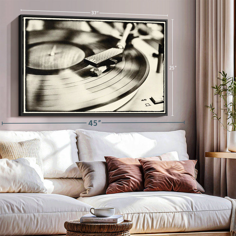 Record Player Border Canvas Print, 25" H x 37" W