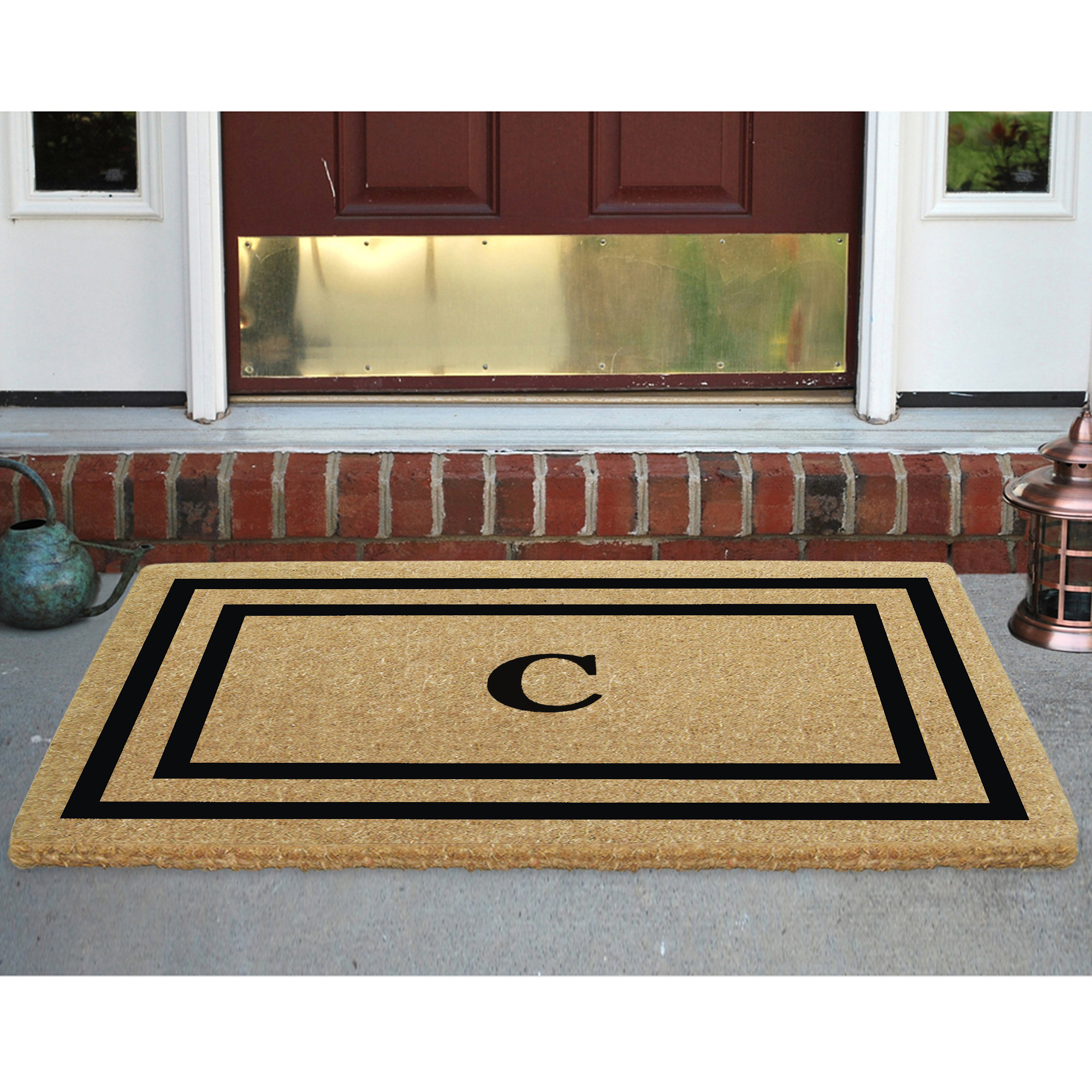 A1hc Rubber and Coir Falling Leaves Heavy Duty Durable Doormat 24 inchx48 inch, Beige, Size: 24 inch x 48 inch