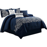 7 Piece Paisley Embroidered  Comforter Set