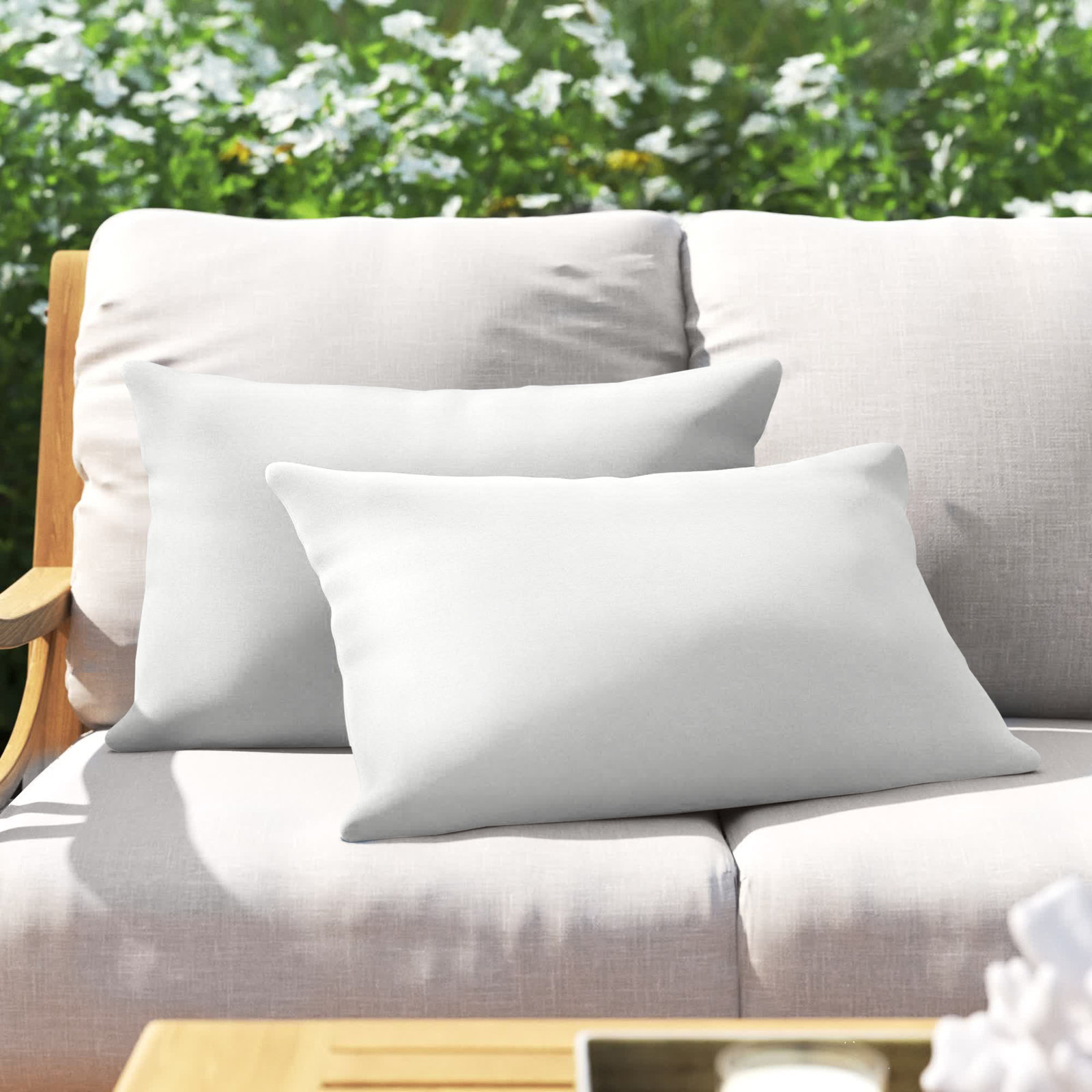 Almeda Lumbar Throw Pillow, 16" x 26", Ivory