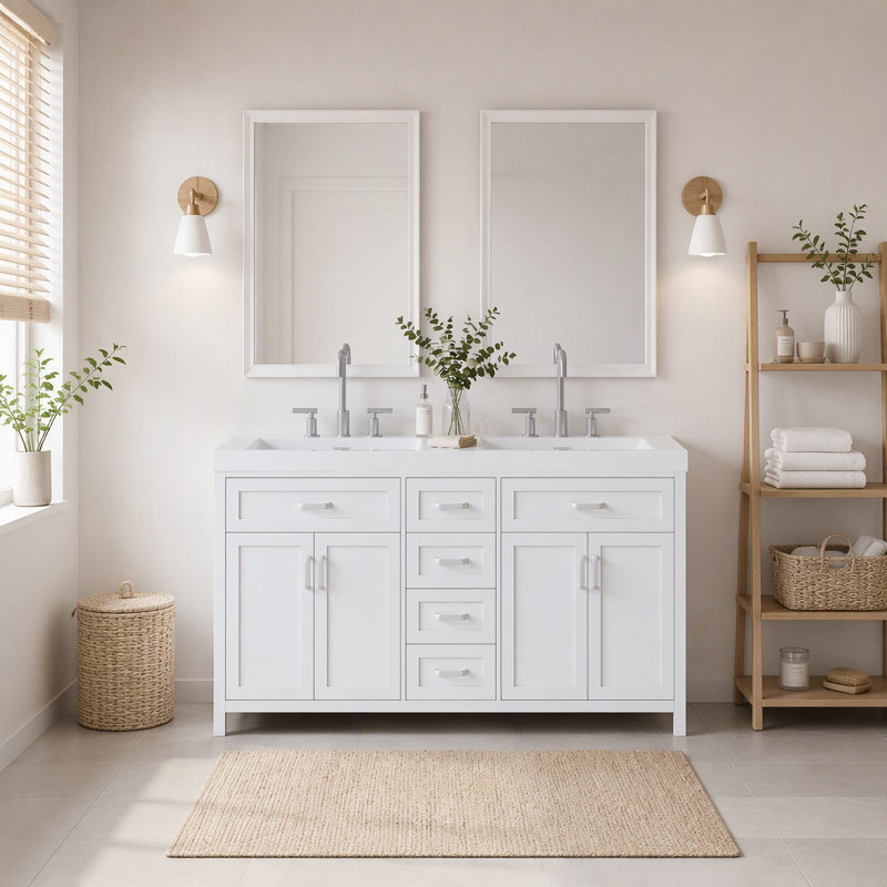Meuble-lavabo 59,1 po avec lavabo, blanc