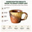 Tasse à thé rétro en céramique fabriquée à la main 10 oz avec poignée, tasse à café artisanale en glacis réactif sans plomb, tasse à thé en poterie faite à la main-447018699