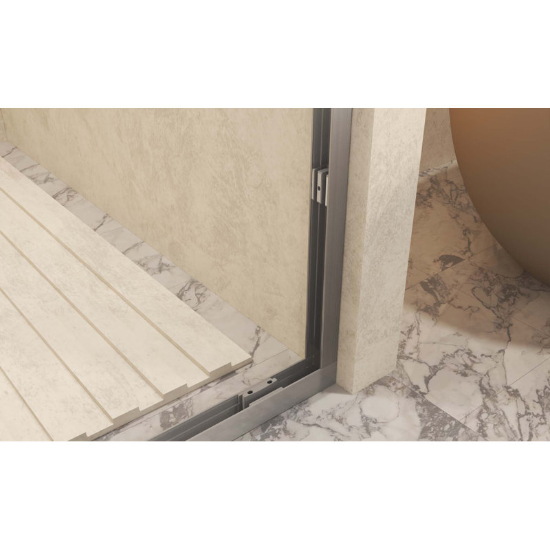 Tempered Glass With Explosion Proof Film,Aluminum Frame Double Sliding Shower Door,Stainless Steel Handle, Brushed Nickel