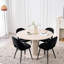 Set Of 4 Chairs - Modern Minimalist Horseshoe Velvet Dining Chair - Upholstered Hollow Back Chair - Black Metal Legs-641309009