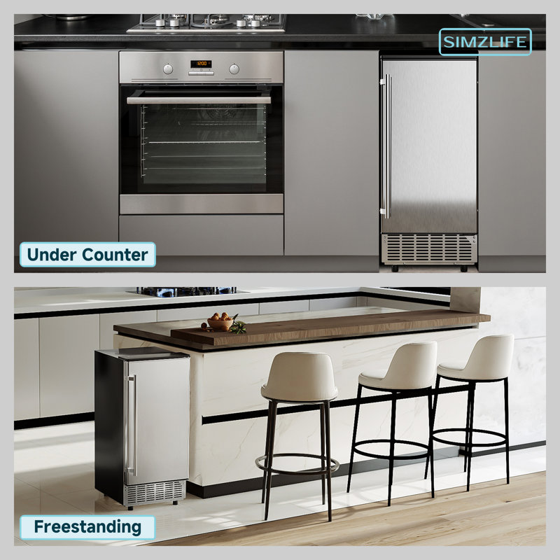 Simzlife 80 Lb. Daily Production Clear Cube Ice Under-counter/freestanding Ice Maker For Commercial Use & Home Use, With Pump, With 25lbs Storage Bin