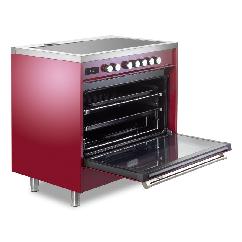 Verona Ultima 36" 5 Burner Single Induction Range Stainless, Burgundy