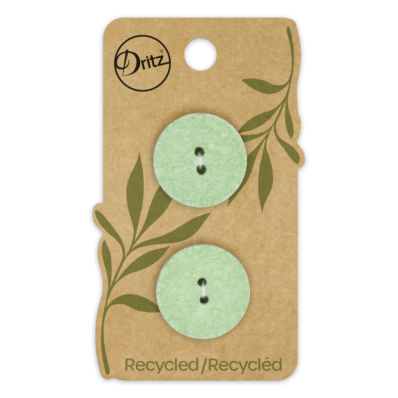 Bouton rond en coton recyclé Dritz, 23 mm, vert clair, 6 boutons
