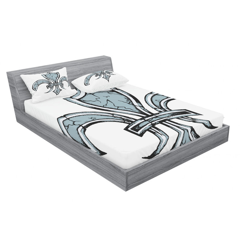 Fleur De Lis Microfiber Sheet Set, Queen Sheet Set + Fitted Sheet + 2 Pillowcases