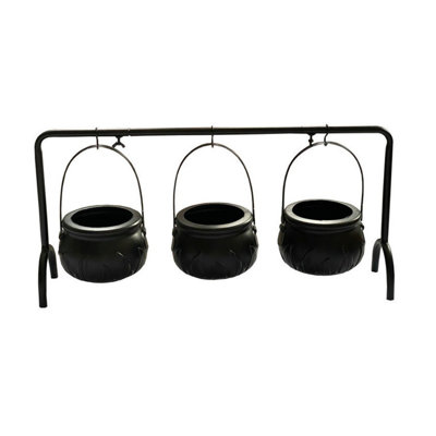 Capoda Halloween Pumpkin Candy Buckets Trick or Treat Pumpkin Pail Candy Bowl Holder with Handle Halloween Plastic Pumpkin Face Candy Basket on Rack for Halloween Party Favor Home Decoration Supplies,black