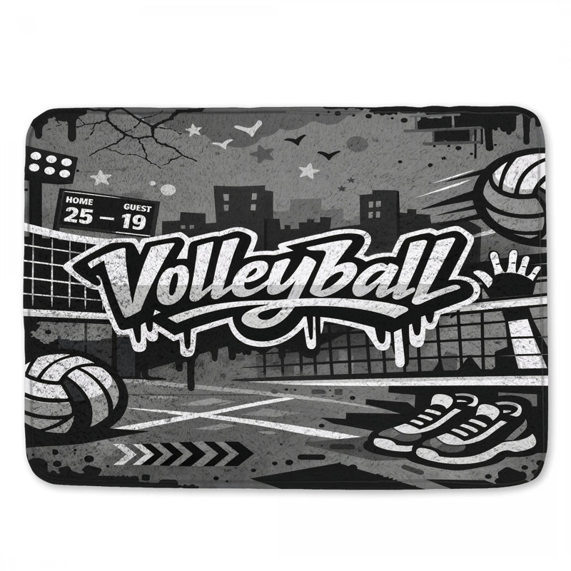 Graffiti Volleyball Scene Bath Mat, L 34 po x L 21 po