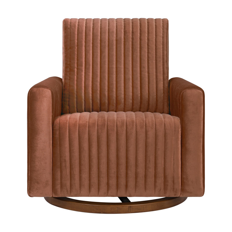 Poe Channeled Swivel Glider, Rust Velvet