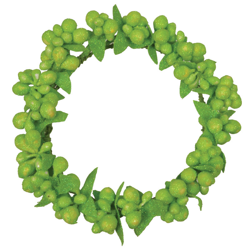 Couronne à baies mixtes paillettes, Vert, H 4,5 po x l 4,5 po x P 2 po
