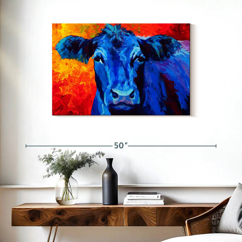 Brampt Blue Cow, 24" H x 36" W