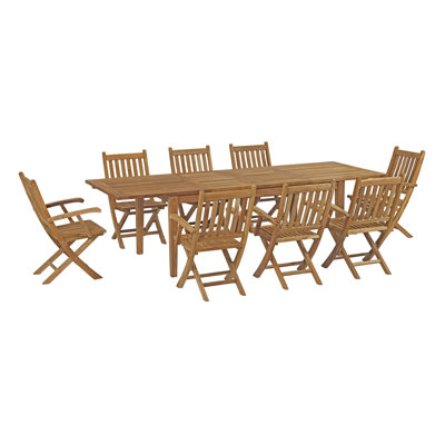 Marina 9 Piece Outdoor Patio Teak Outdoor Dining Set by Modway