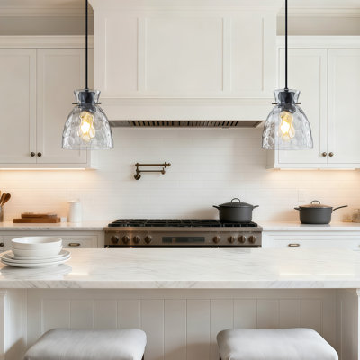 2-light Modern Hammered Glass Cone Pendant Lights