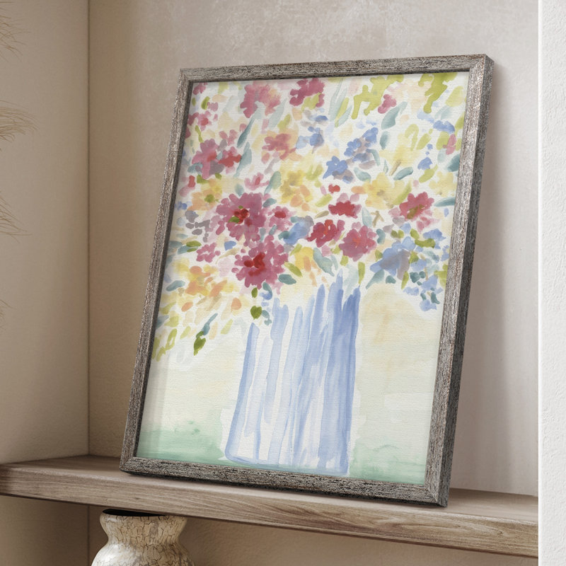 «Country Meadow Bouquet I», reproduction encadrée - bois massif, H 11 po x l 9 po