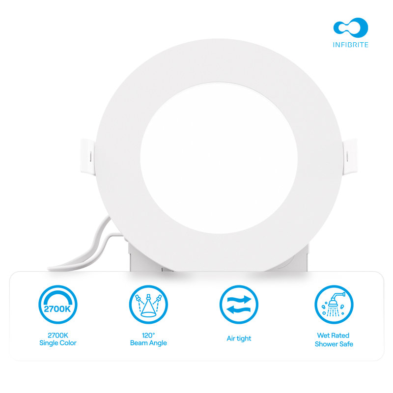 Ensemble de plafonniers encastrés à DEL 4 po Infibrite Thin, Quatre pouces, 2700K, Blanc