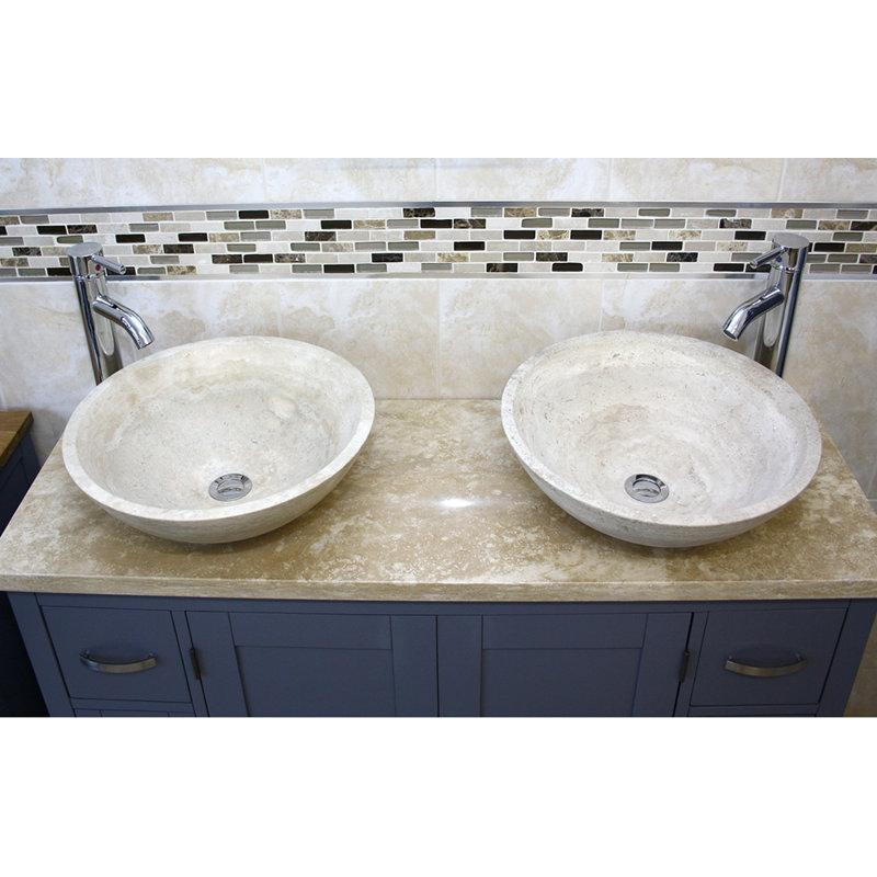 Ottowa 1230mm Double Bathroom Vanity with Vessel Stone Basin