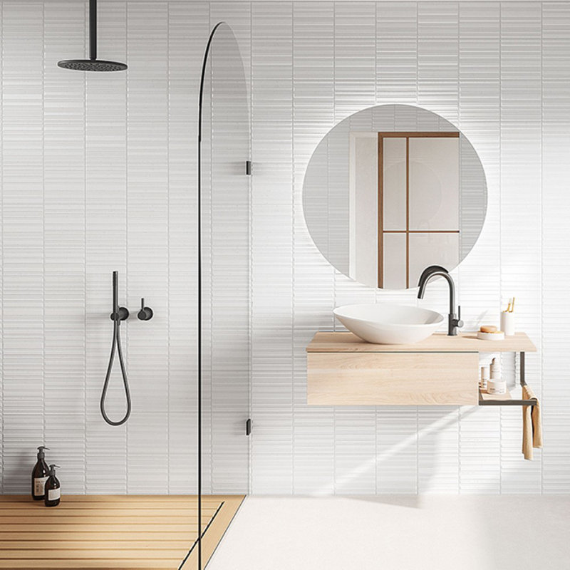 Sydney 8x16 3D Mixed Finish Ceramic Tile, White