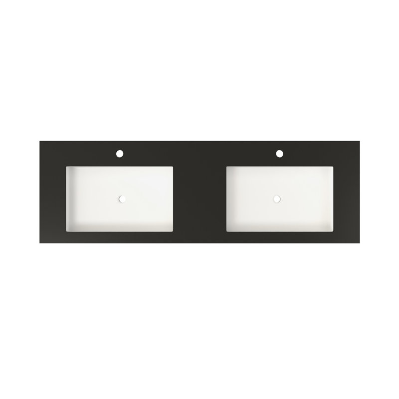 Stone Resin Solid Surface Sink For Bathroom Vanity - Matte Black, 46.41 In Depth, 19.07 Width, 4.36 Height, 56.17 Lb Versatile Footprint Different Designs, Discoloration , Easy Mounting, Clean Lined
