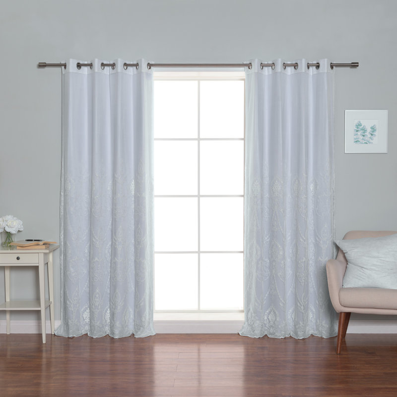 Paire de rideaux transparents avec œillets Portishead, L 52 po x L 96 po, Vapeur