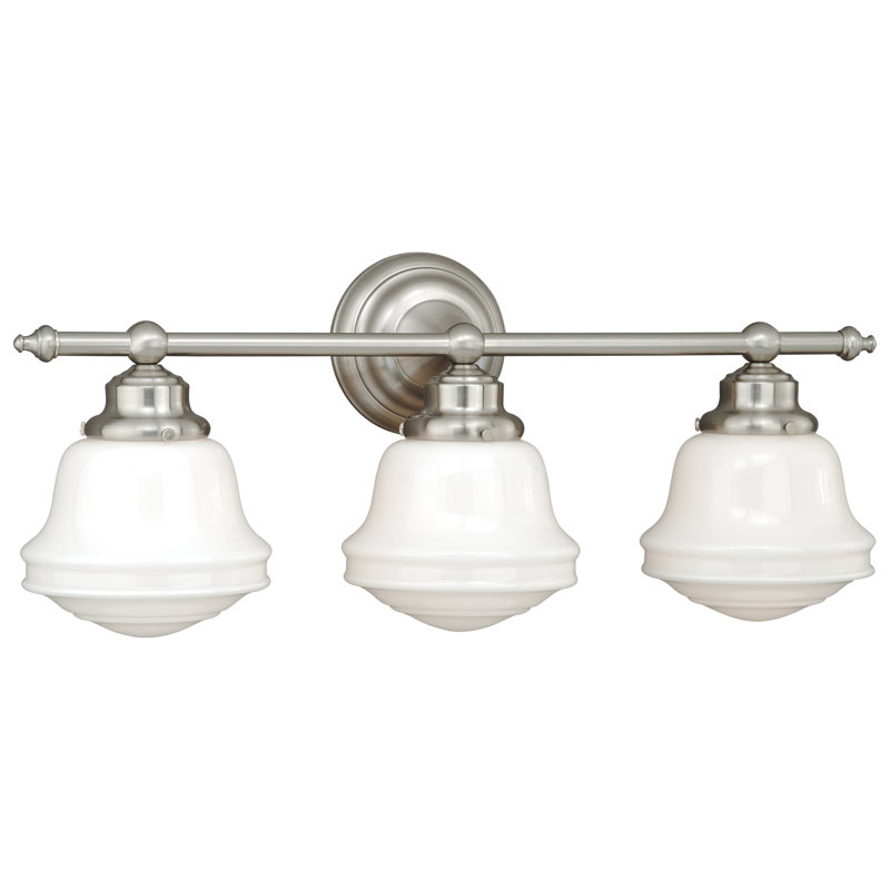 Éclairage pour meuble-lavabo à intensité variable Margaree, Nickel satiné, H 10 po x l 24 po x P 7 po, Trois lumières