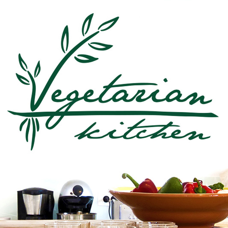 Vegetarian Kitchen Wall Sticker, Dark Green, Medium