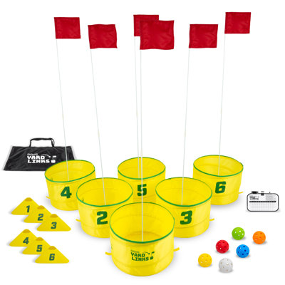 GoSports Yard Links Golf Outdoor Lawn Game Set, Tee Markers and 6 Balls