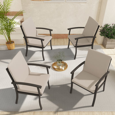 Colby 4-Piece Aluminum Patio Dining Chairs With Cushions