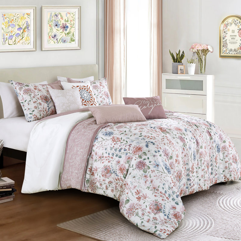 Hazel Luxury 7 Piece Comforter Set, King Comforter + 6 Additional Pieces