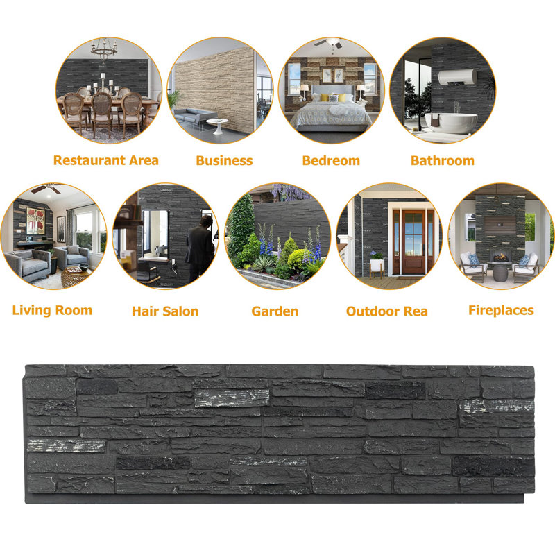 Faux Stone Wall Covering Panels for Interior and Exterior Decor Panels in Roman Stone (6 pack)