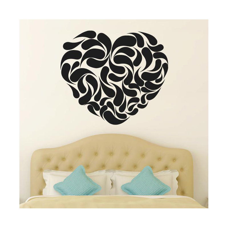 Heart Shape Abstract Wall Sticker, Aqua Green