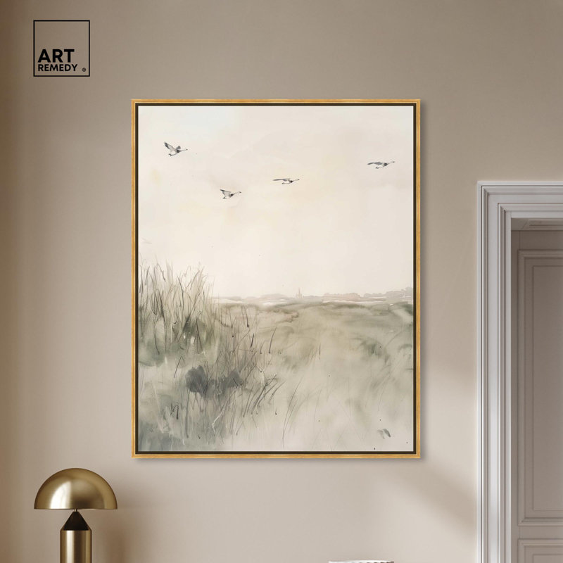 Gaviotas Gold Framed Abstract Canvas Wall Art, 20" x 16"