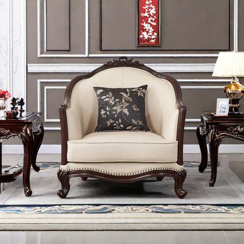 Fauteuil en cuir véritable de 35,4 po Auburta
