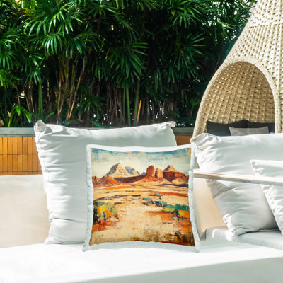 Coussin d'extérieur imprimé Wild West Desert Impression par Petal Prints Design