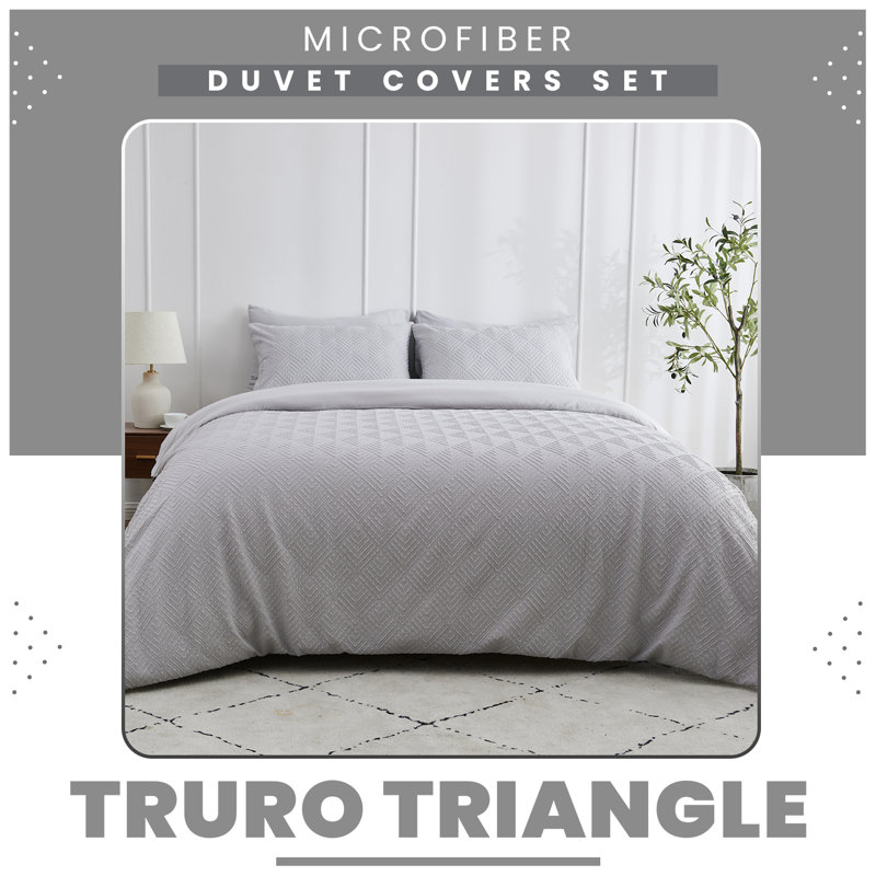 Omolade Grey Hypoallergenic Microfibre 2 Piece Duvet Cover, Kingsize Duvet Cover set + 2 Standard Pillowcase