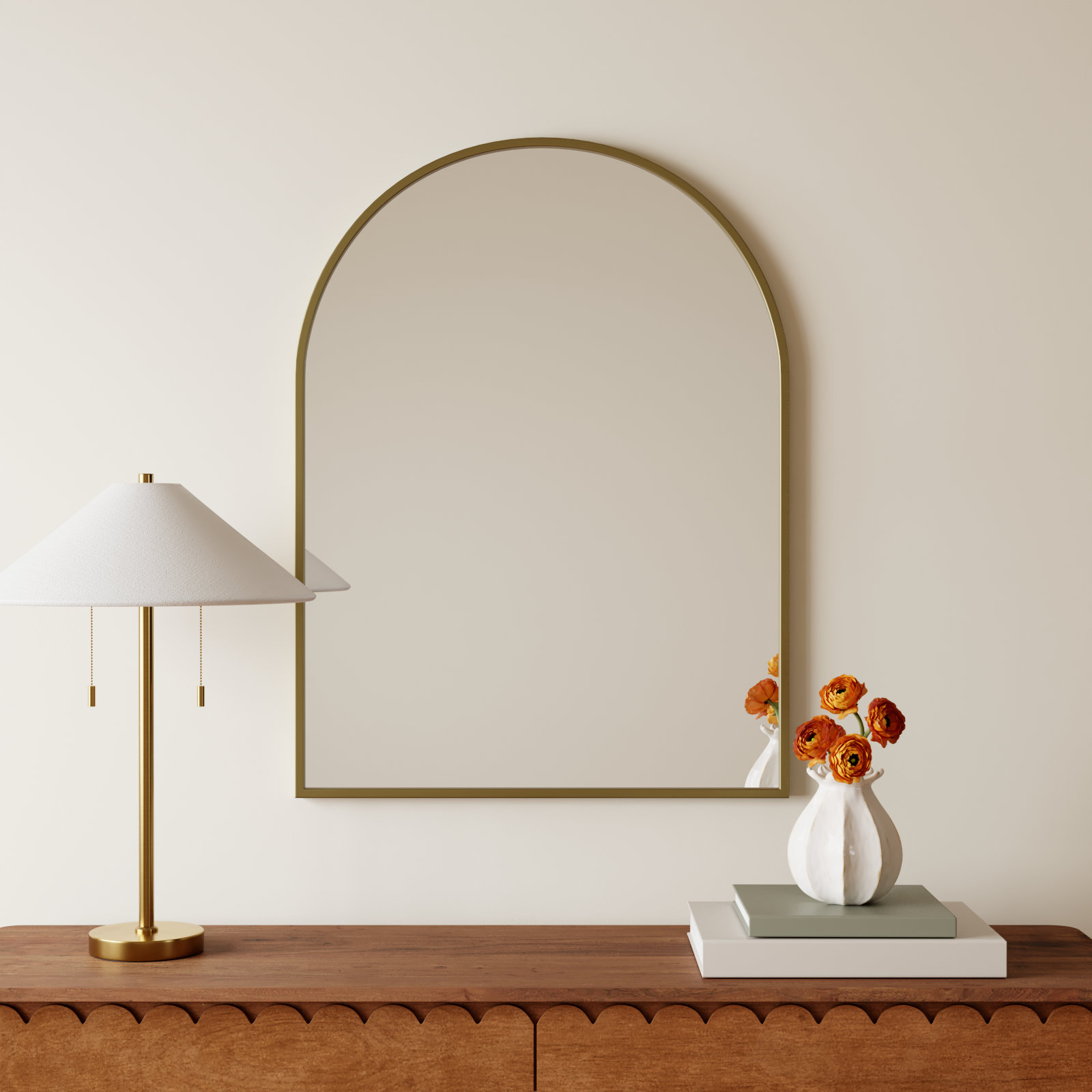 Sabine Metal Arch Wall Mirror, Brass, 36" x 27"
