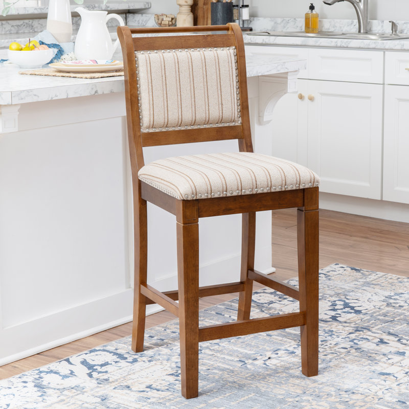 Eidson Wood Upholstered Bar & Counter Stool, Counter Stool (26" Seat Height), Brown