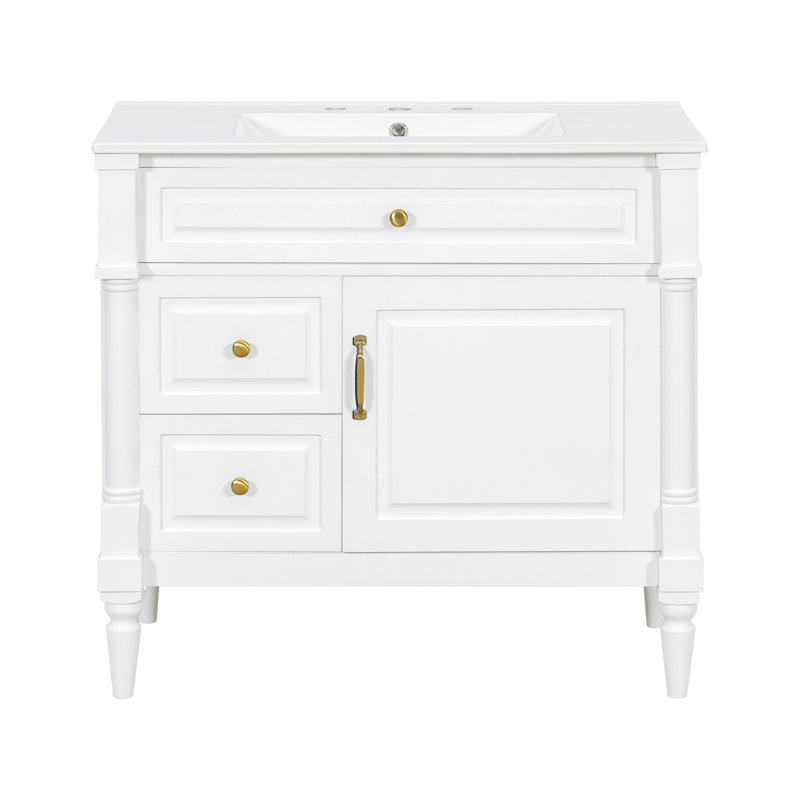 36" Bathroom Vanity with Sink, White