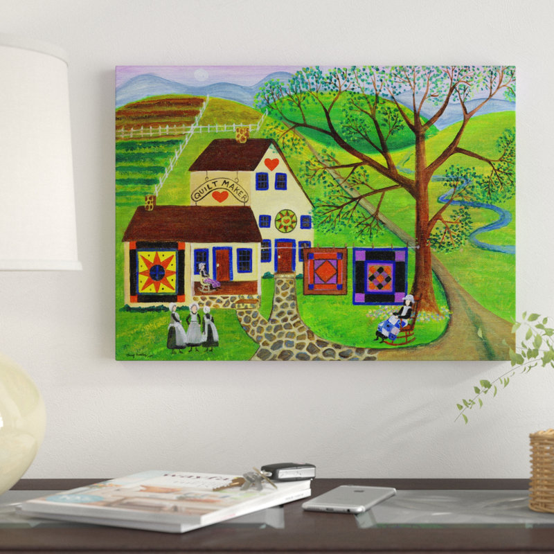 «Amish Country Quilt Makers» par Cheryl Bartley, reproduction sur toile, H 14 po x l 19 po x P 2 po