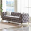 Canapé en velours de luxe 82,5 pouces avec boutons Chesterfield capitonnés avec 2 coussins et pieds en métal-373794837