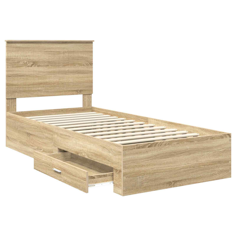 Bed, Sonoma Oak, European Single (90 x 200 cm)