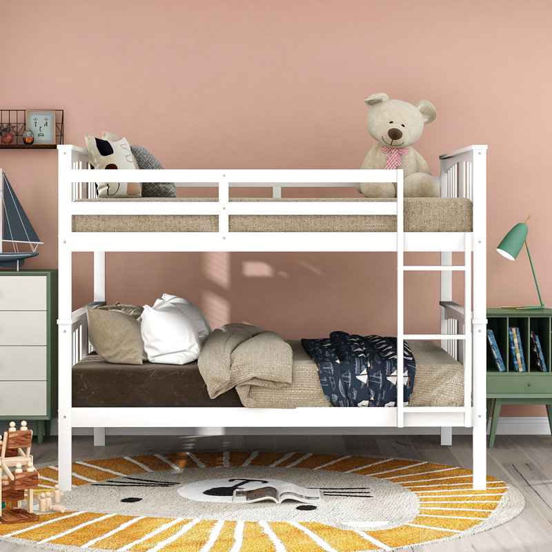 Lit double superposé au-dessus, blanc, bois massif, pouvant accueillir deux lits de chambre à coucher, lits superposés