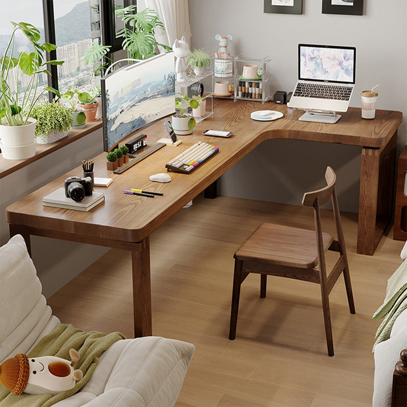 Bureau d'angle en bois massif en forme de L, H 29,53 po x l 78,74 po x P 47,24 po, Retour à gauche