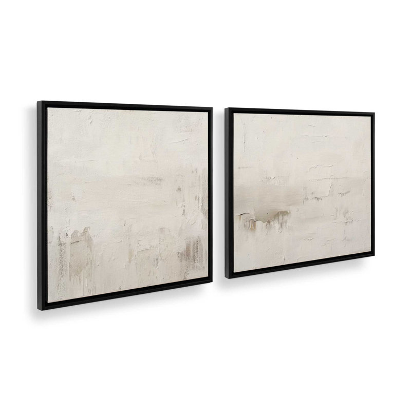 Ensemble de 2 impressions «Whispered Stillness», Cadre flottant noir satiné, 12 po x 12 po