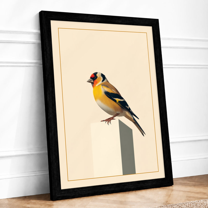 Songbird on Post Botanical - Framed Print, Black, A3 - 42.0 x 29.7 cm