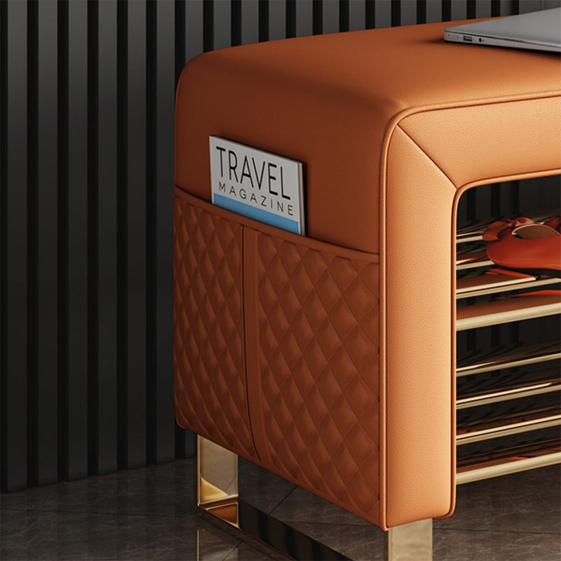 Banc à chaussures 47,2 po, Doré / orange