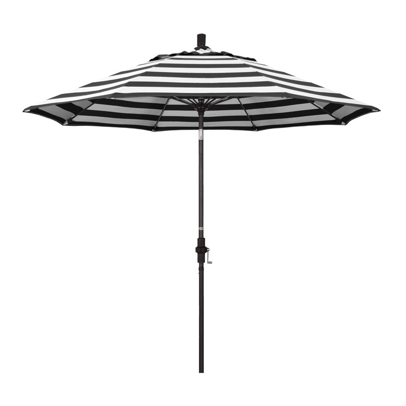 Parasol de marché Sunbrella® 9 pi Roverta, Cabana classique à rayures noires Sunbrella®, Brun