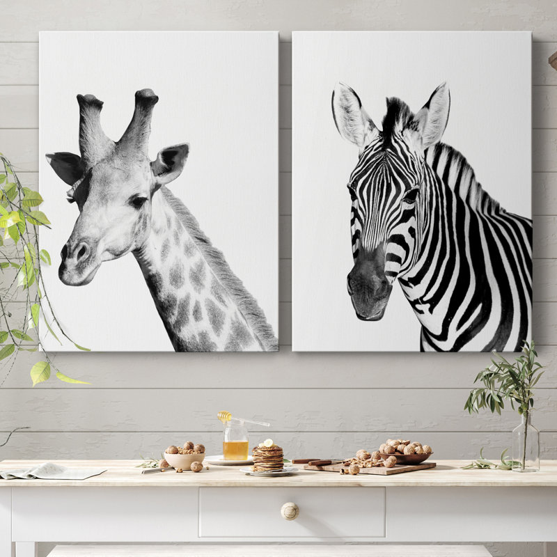 Safari girafe - ensemble de 2 reproductions, Pas de tapis, H 12 po x l 16 po x P 1 po, Toile tendue